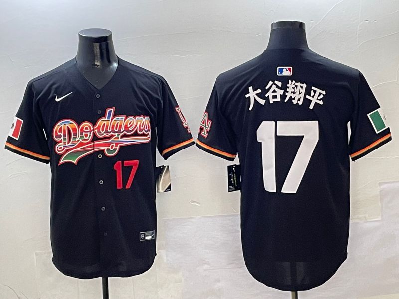 Men Los Angeles Dodgers 17 Ohtani Black rainbow 2025 Nike MLB Jersey style 4151